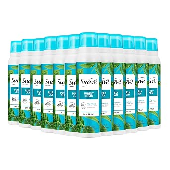Suave Purely Clean Antipersirant Deodorant Dry Spray, for 48hr odor & wetness protection, 3.8oz, 12 pack