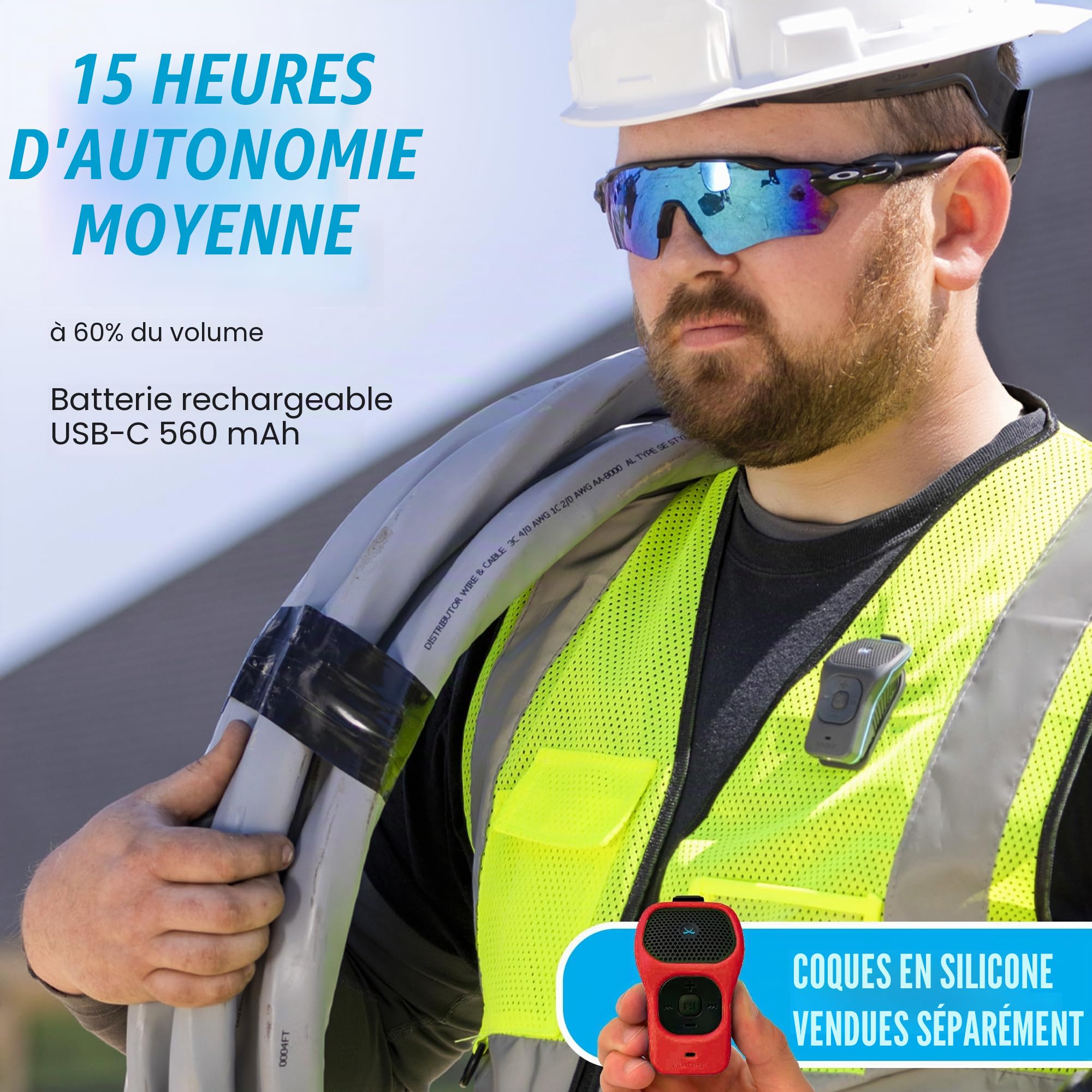 Noxgear Enceinte Bluetooth Portable 39g, Mini-Enceinte magnétique à Clip, étanche, jusqu'à 15 Heures d'autonomie | Enceinte Bluetooth à Clip, avec Microphone intégré, portée de 30 mètres