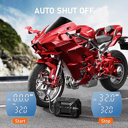 Miniatura 3 de Pumptiva Inflador de neumáticos, compresor de aire portátil, bomba de neumáticos inalámbrica de 150 PSI para neumáticos de automóvil de 12 V CC de