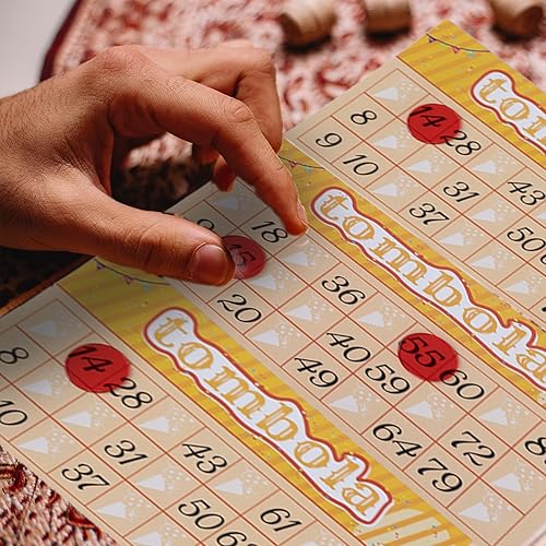 Miniatura 5 de Extguds Juego de bingo de Tombola, Vintage Tombola Italiano, Lotería rusa con número 1-90 para lotería, para hasta 24 jugadores