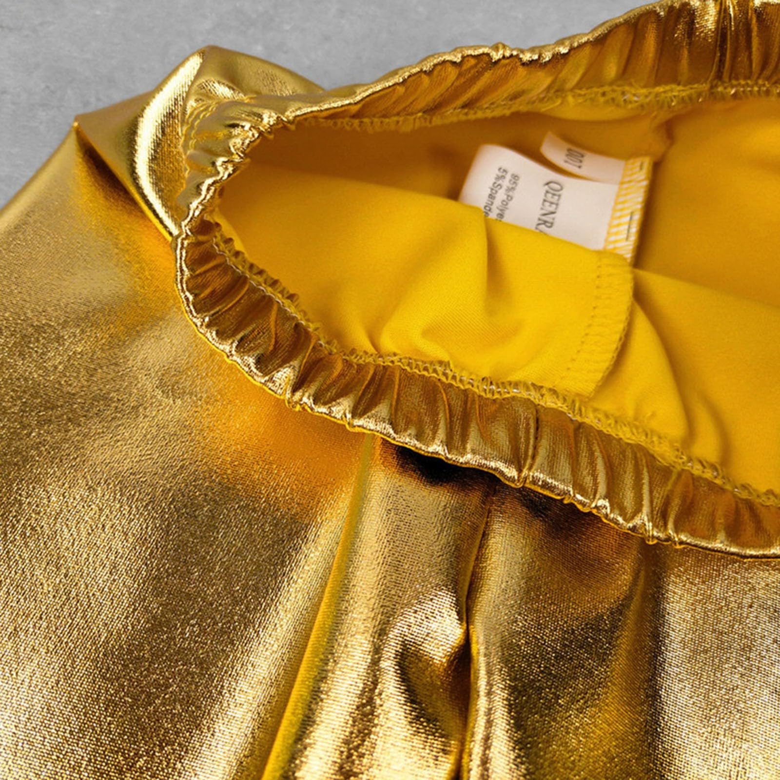 Generisch Glitzer Hose Lange Kinder Metallic Gerade Glitzerhose Mädchen Jungen Karneval Party Disco Tanzhose Elastic Waist Glänzend Gold Hose Tanze Kleidung Performance Kostüm Fasching Kinderkostüm