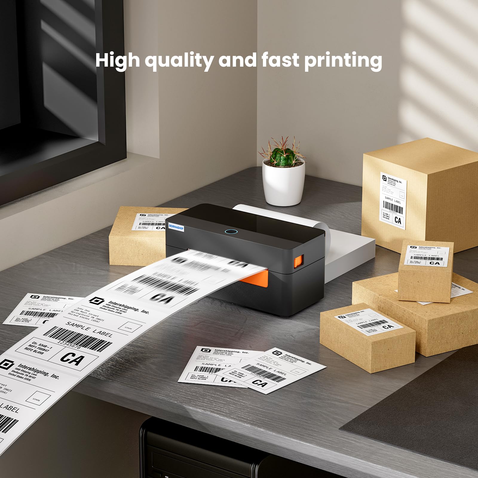 MUNBYN Imprimante D'étiquettes D'expédition Bluetooth, Imprimante Thermique Sans Fil 4x6 Pour Colis Et Petites Entreprises à Domicile, Compatible Avec IPhone, Android, Mac, Windows