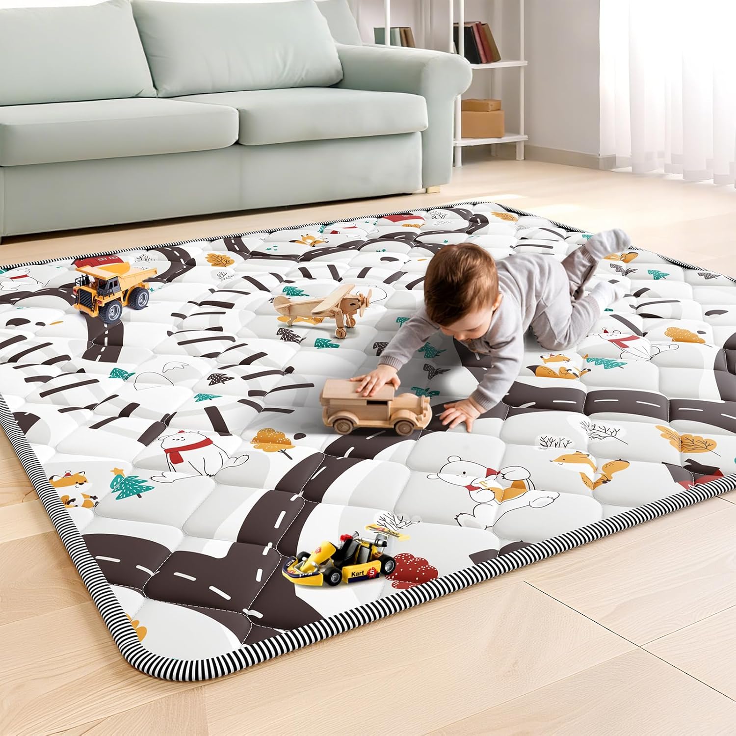 Palopalo 50x50in Foam Baby Play Mat for Floor, Thick Cushioning Padding Playmat for Playpen, Soft and Non-Slip Baby Crawling Blanket for Babies, Toddlers and Infants, Machine Washable for Easy Care