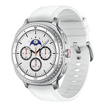 Samsung Galaxy Watch8 Classic (46mm Bluetooth, White) with 3nm Processor | Dual GPS | Sapphire Glass & Stainless Steel | 5ATM & IP68 | BP, ECG, IHRN & Vascular Load Monitoring | Anti-oxidant Index