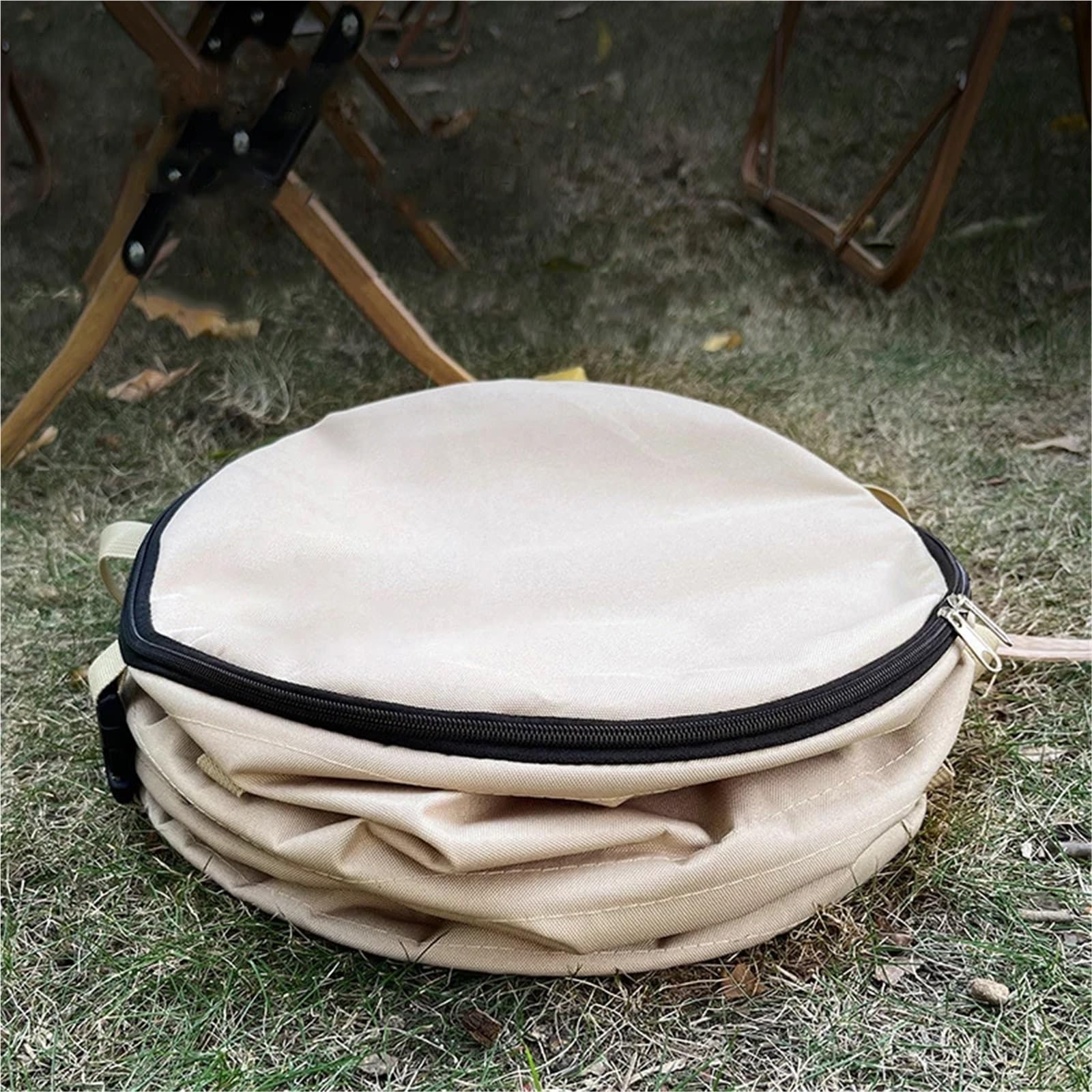 Home Camping Pattumiera Pop-Up Circolare Stoccaggio Secchio Tela Pieghevole Contenitore for il riciclaggio Sacco for immondizia da giardino Per Giardino(Black)