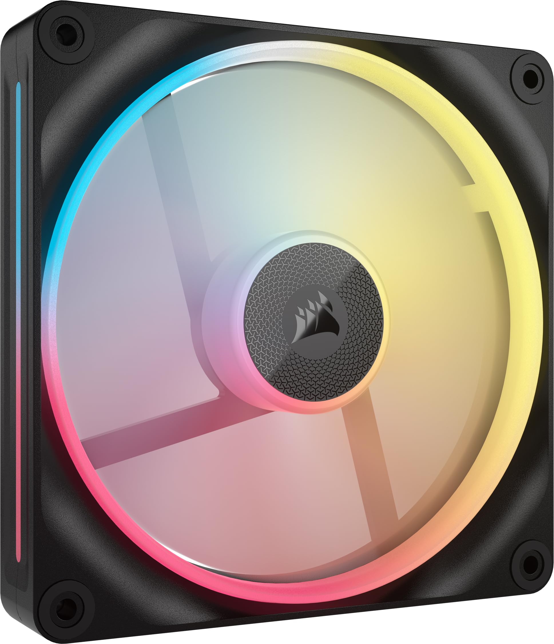 CORSAIR iCUE LINK LX140-R RGB 140mm PWM-Umkehrlüfter – Einzelner Lüfter – Geräuscharm, CORSAIR Magnetische Kuppellagerung, Zwei Lichtschleifen, QuikTurn™-Schrauben, Null-Drehzahl-Modus – Schwarz