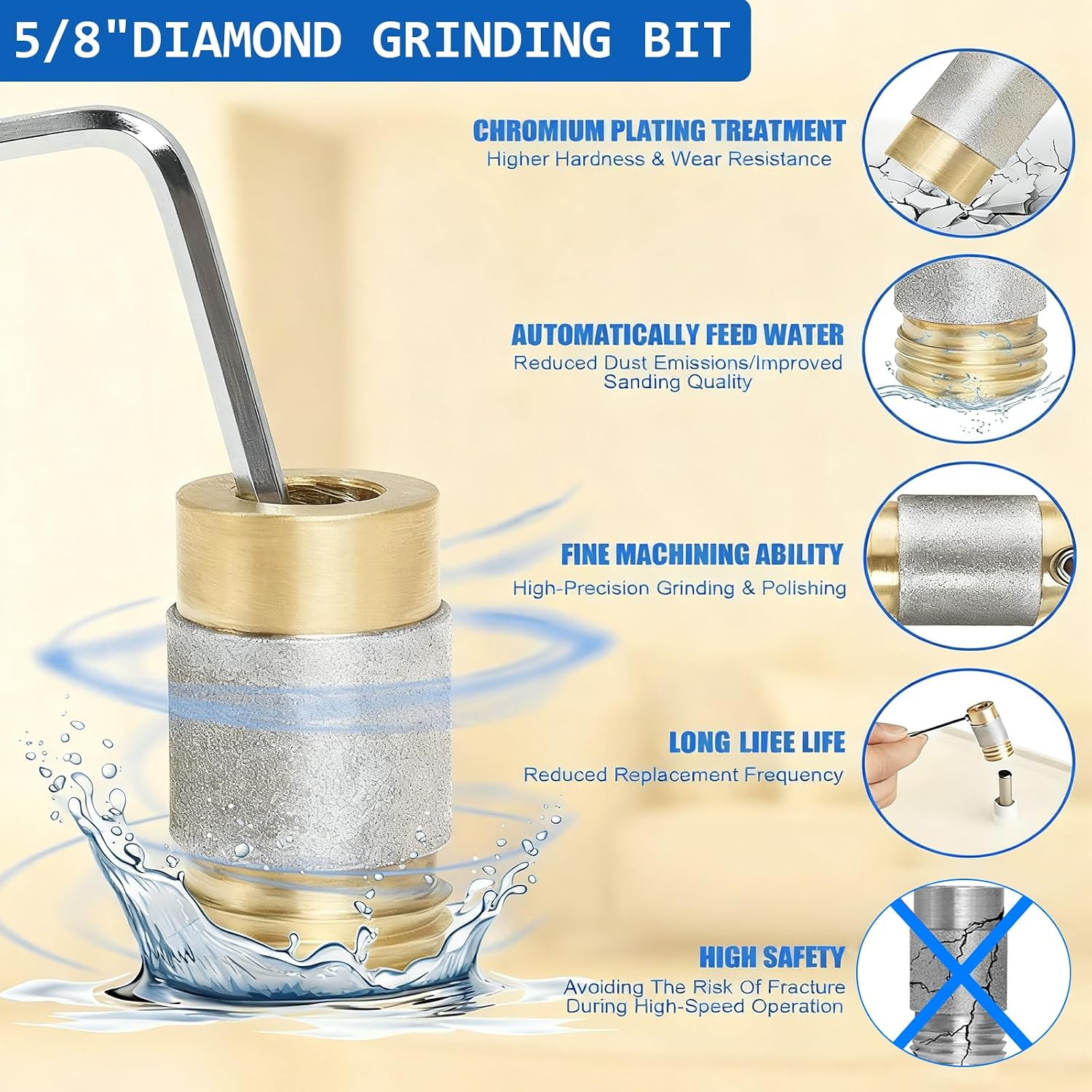 Stained Glass Grinder,4200r/min Mini DIY Grinding Tool,Mini Glass Grinder Machine with 5/8" Grinder Bits,Portable Glasses Grinders Kit for Glasses Ceramic Processing Art Decoration