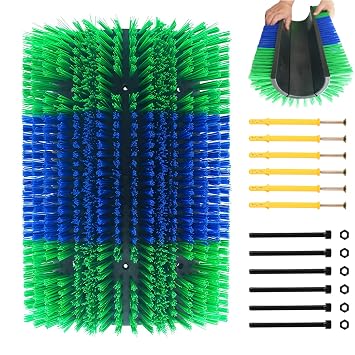 Extra Large Size Livestock Scratching Brush, Upgraded Horse/Goat/Cow/Cattle Scratcher Brush for Grooming, Itch Relief Horse Scratcher Brushes Kit with Two Sets of Mounting Screws1-Pack,Green