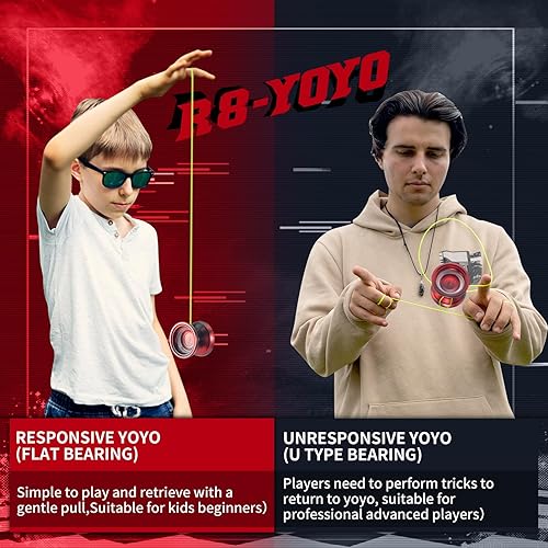 Miniatura 4 de WATIEOBOO R8 Responsive Yoyo Professional, Yoyo de metal para niños y adultos principiantes, rodamiento Yoyo de repuesto que no responde para