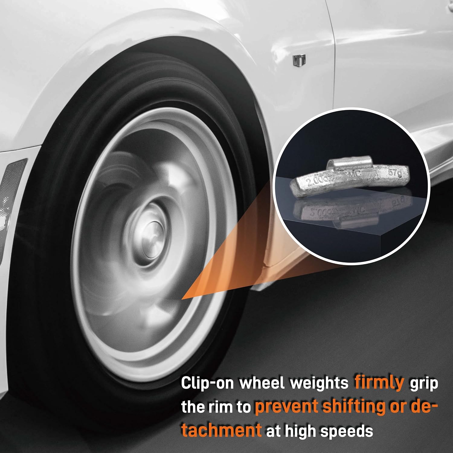Wheel Weights Lead Clip on Tire Weights, MC-Series 1.00 oz, 50 Pcs/Box, Accurate Tolerances, Suitable for Full-Size Pickups, SUVs, Vans, and Passenger Cars
