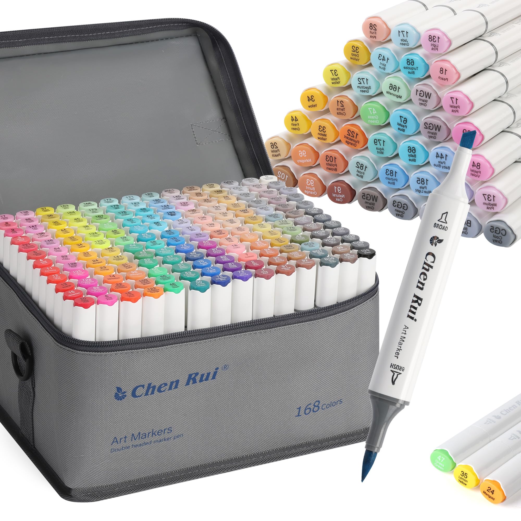 Amazon.com: Chen Rui Alcohol Markers Brush & Chisel Tip Double
