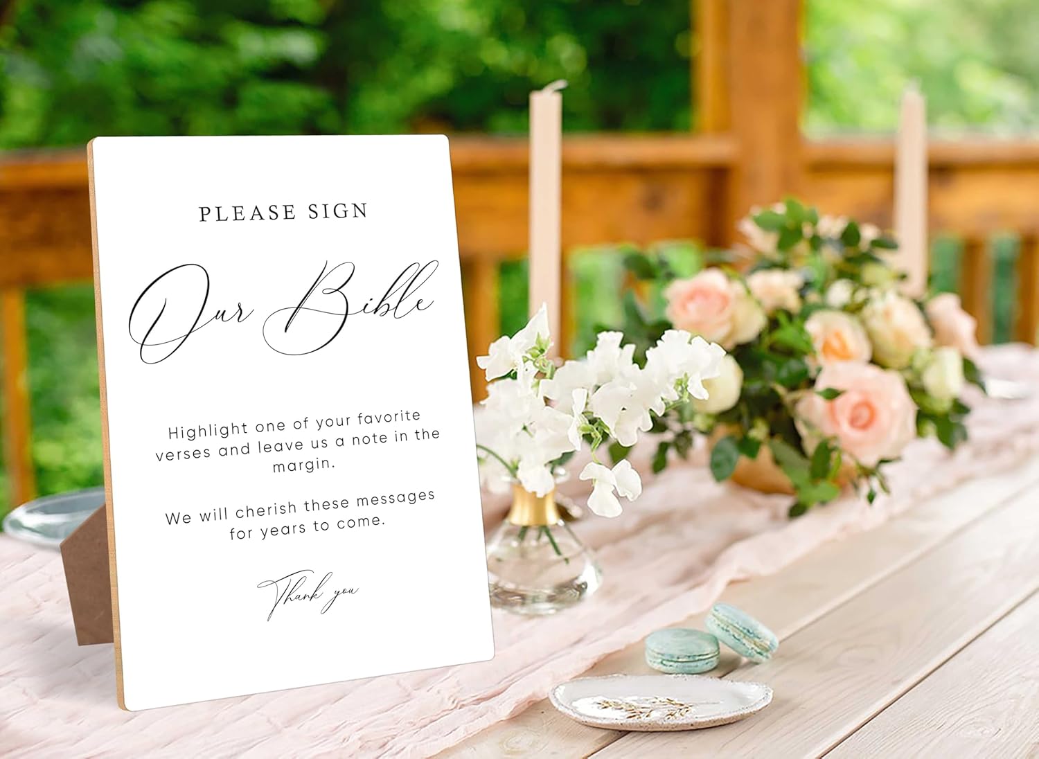 Minimalist Bible Guest Book Sign, Wedding Signs for Reception, Wedding Shower Decorations, 8 X 11" Wooden Wedding Table Signs Guest Book Sign for Party, Anniversary, Retirement, Graduation, 02 - Image 3