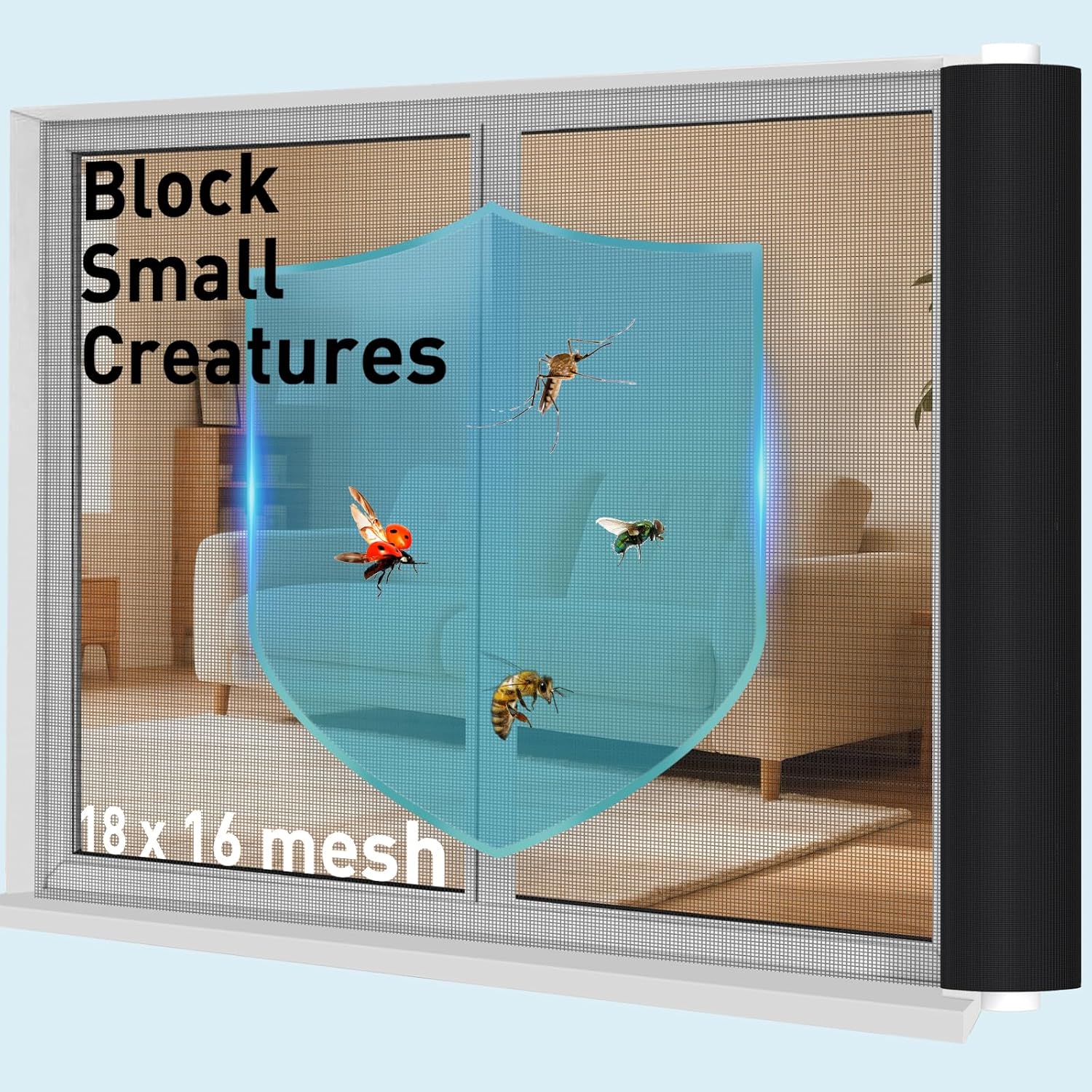 Window Screen,72IN x 100FT (18x16 Mesh) Fiberglass Screen Mesh Roll,Black Window Screen Replacement for Patio,Porch,Door and DIY Projects