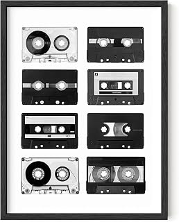 HAUS AND HUES Cassette Tape Poster - Retro Music Wall Art, Vintage 90s Aesthetic Decor, Record Room Artwork, Perfect for Music Lovers, Bedroom, or Studio (Black Frame, 12x16).
