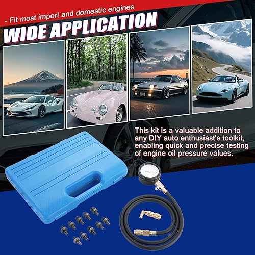 Miniatura 6 de Kit de comprobador de presión de aceite, herramienta profesional de medidor de presión de aceite para prueba de diagnóstico del motor, herramienta