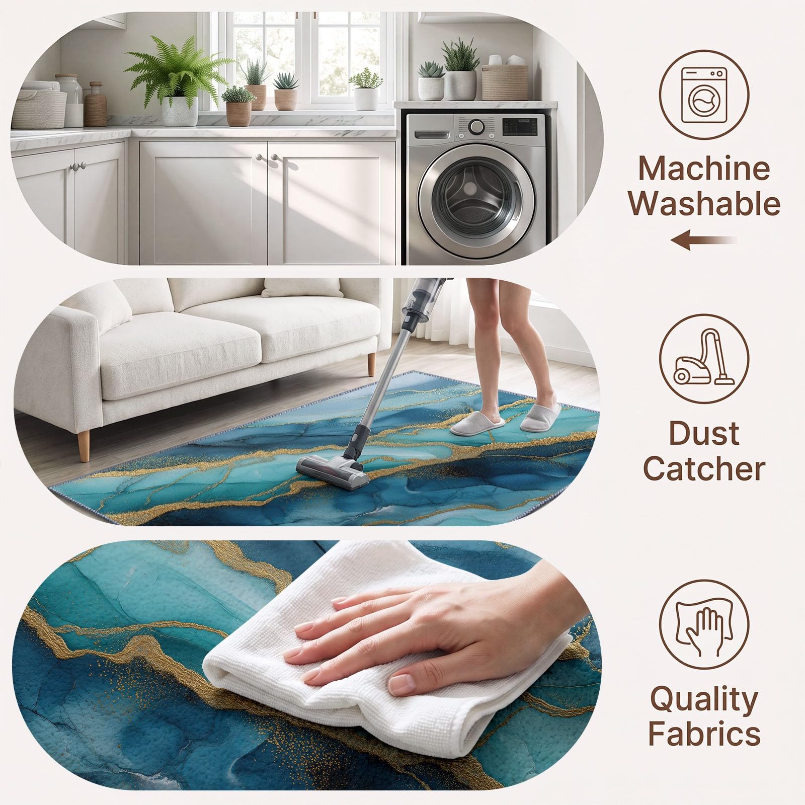 Générique Tapis Salon Moderne Marbre Lavable 180 x 240 cm, Tapis à Poils Courts Motif Feuille d'or Effet Craquelé Antidérapant Doux Idéal pour Salle À Manger Chambre d'enfant Bureau