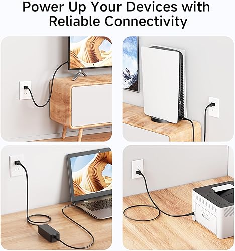 Miniatura 4 de Cable Matters Paquete de 2 cables de alimentación de TV de 2 clavijas de 10 pies, cable de alimentación de CA compatible con Samsung LG, Sony,