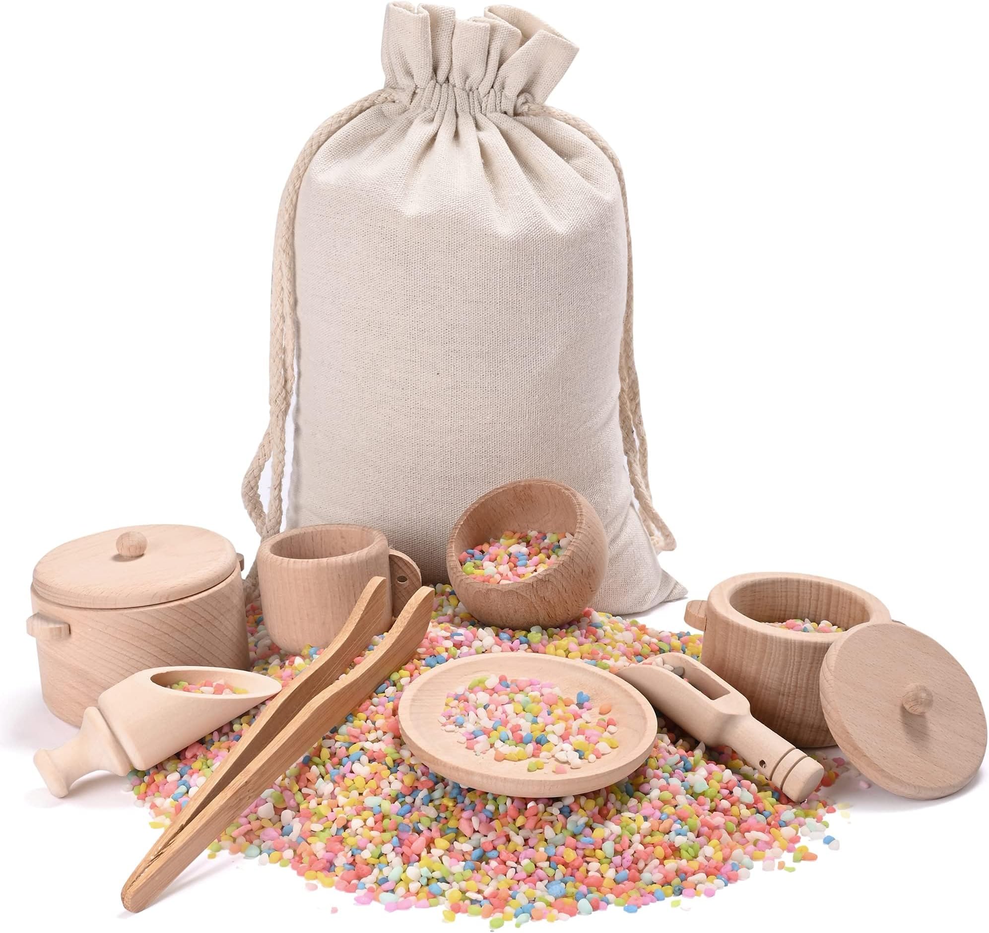 Sensory Bin Toys for Toddlers - Montessori & Waldorf Pretend Play Dish & Tongs - Fine Motor Learning Toys for Sensory Table Activities