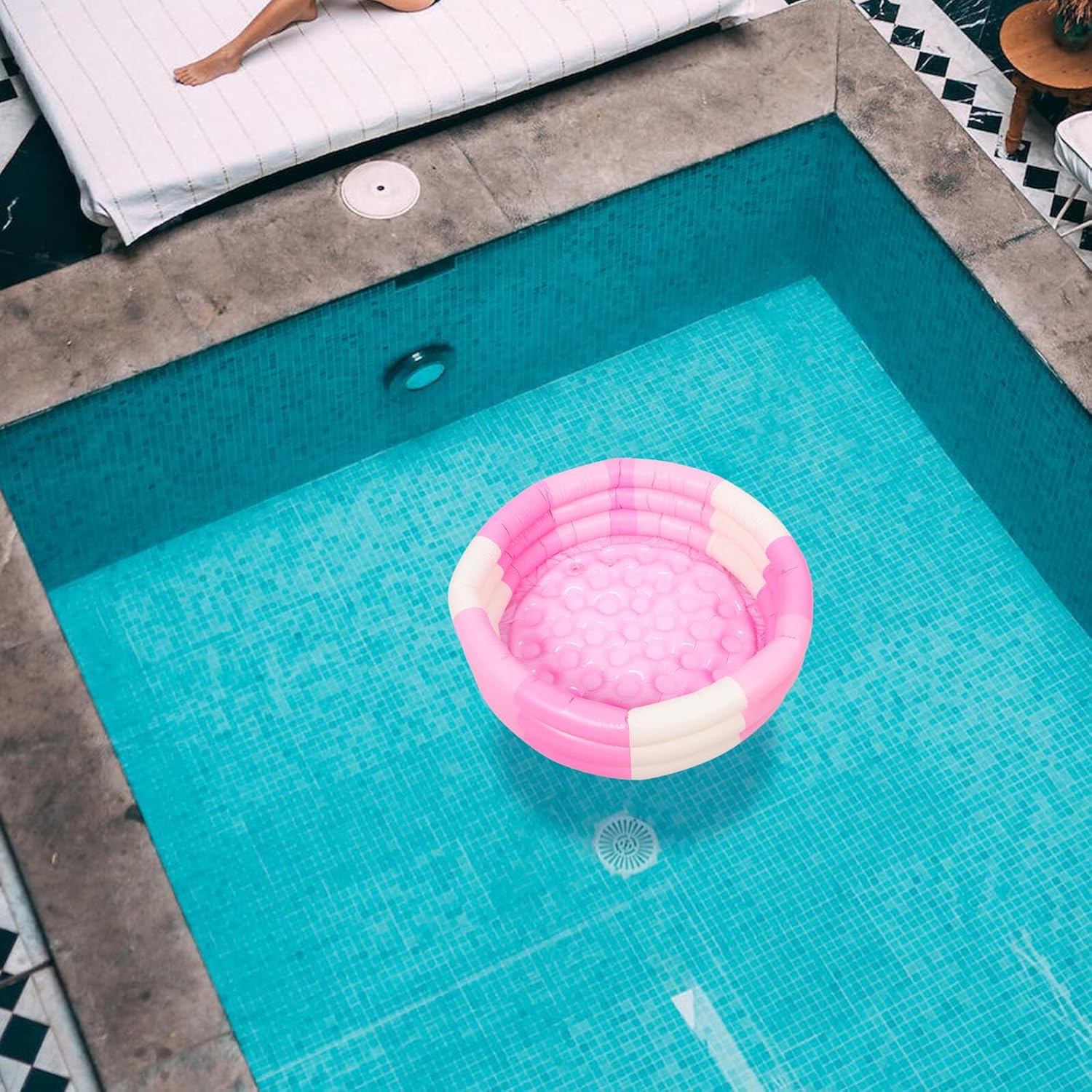PVC Round Inflatable Pool Small Bath Swimming Pool for Boys and Reusable Summer for Indoor Outdoor Parties and Beach Fun