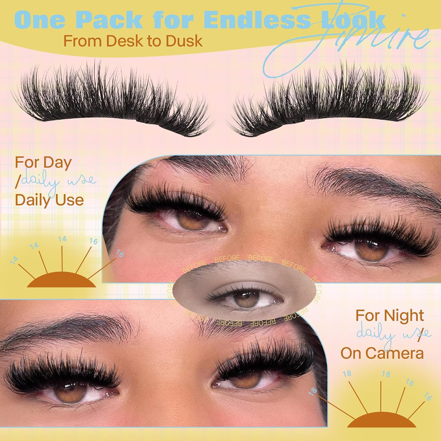 Fluffy Lash Clusters Kit Manga Eyelash Clusters Kit CD Curly Wispy Cluster Eyelash Extensions Kit with Bond and Seal Lash Glue 14-18MM Fluffy DIY Lash Extension Kit at Home by JIMIRE