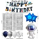 Rozi Decoration Astronaut Theme Backdrop for Boys, Girls, Kids Birthday Parties - Space Theme Decorations Pack of 34 Pcs gallery image