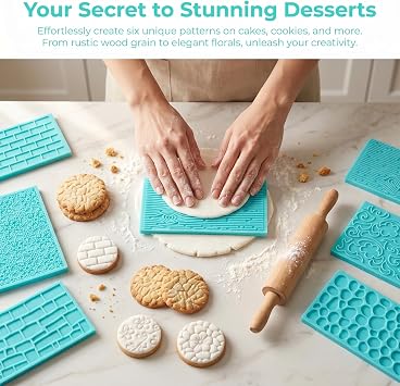6-Piece Plastic Icing Mould Kit - Embossed Moulds for Chocolate, Cake, Cupcakes, Biscuits & Fondant
