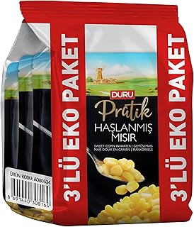 Duru Pratik 3'lü Haşlanmış Mısır Paketi (3 x 235g) – Katkısız ve Koruyucusuz, Pratik Kullanım, BPA İçermez
