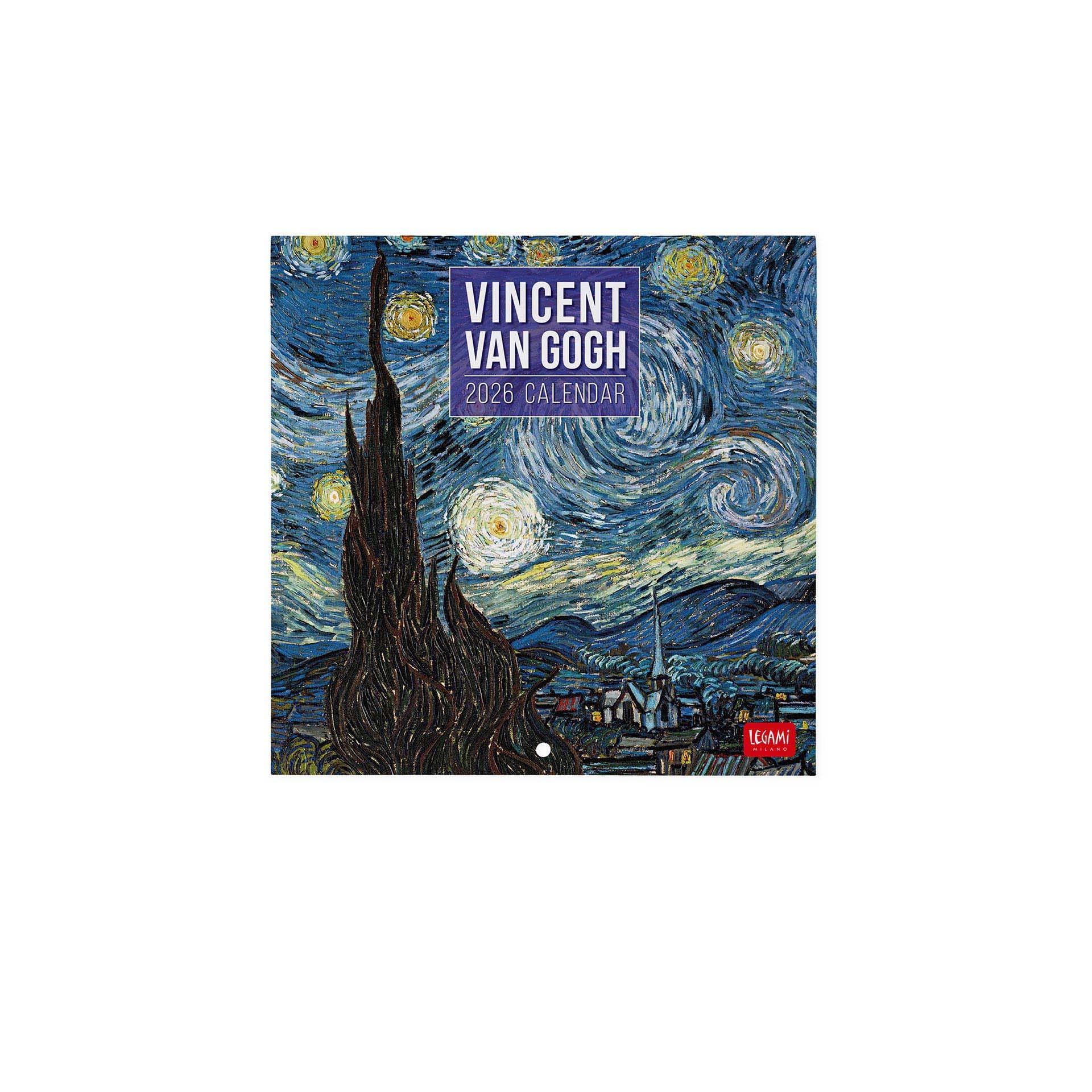 Legami - 2026 Wall Calendar, Van Gogh Small Wall Calendar, 12 Months and Yearly Planner, in 6 Languages, Space for Notes, Zodiac Signs, International Holidays, 18 x 18 cm