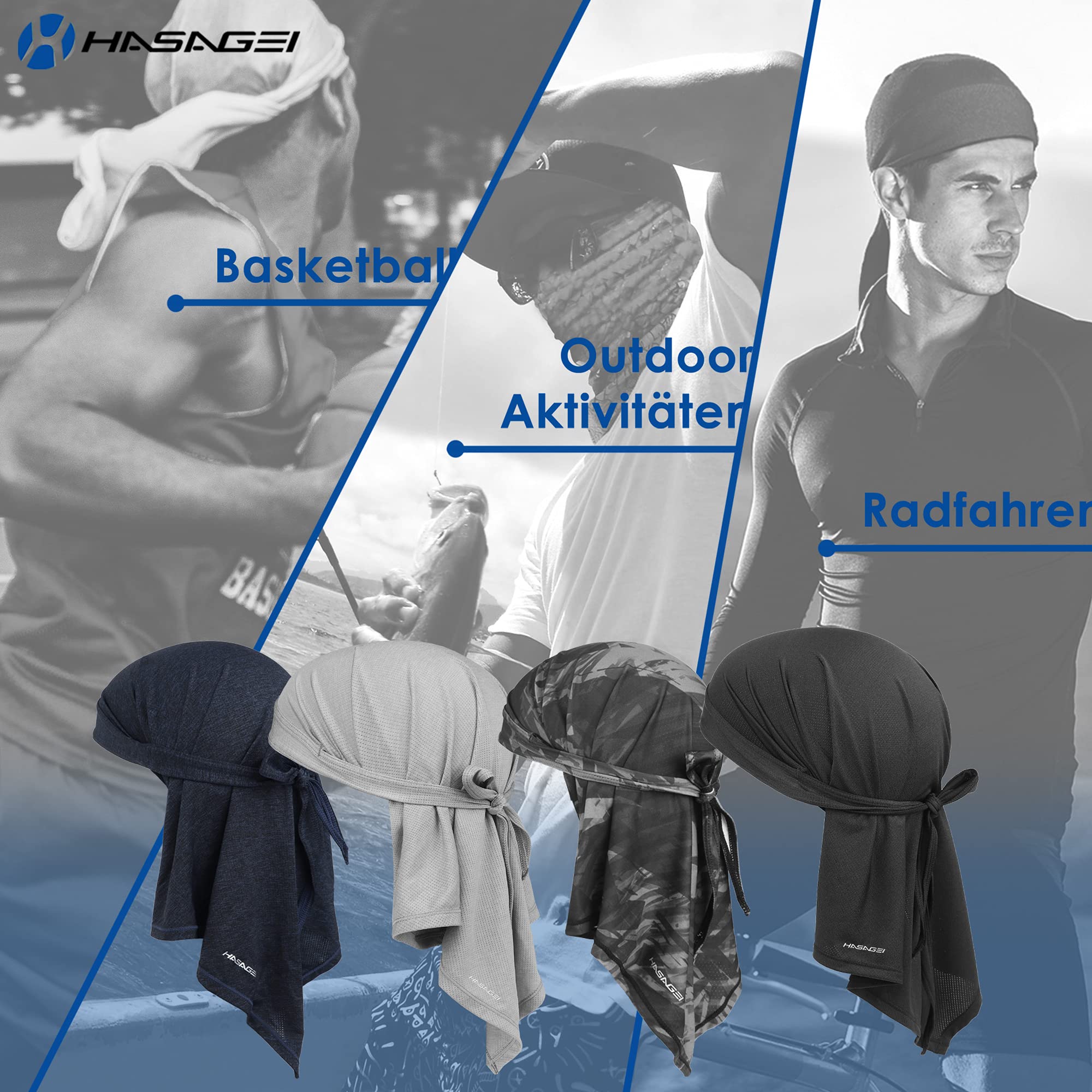 HASAGEI Bandana Transpirable De Secado Rápido - Pañuelo Cara Elástico Para Hombre - Durag Deportivo