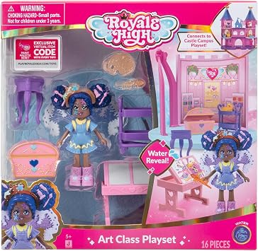 Royale High Art Class Playset - 1 Doll, 6 Accessories - 1 Surprise Water Reveal - Fits Inside Castle Playset - Virtual Item Code Included - Ages 5+