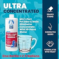 Vista 4 de Unique Eliminador de olores y manchas para mascotas, 32 onzas, concentrado líquido, hace más de 2.5 galones más limpia, fórmula bio-enzimática que