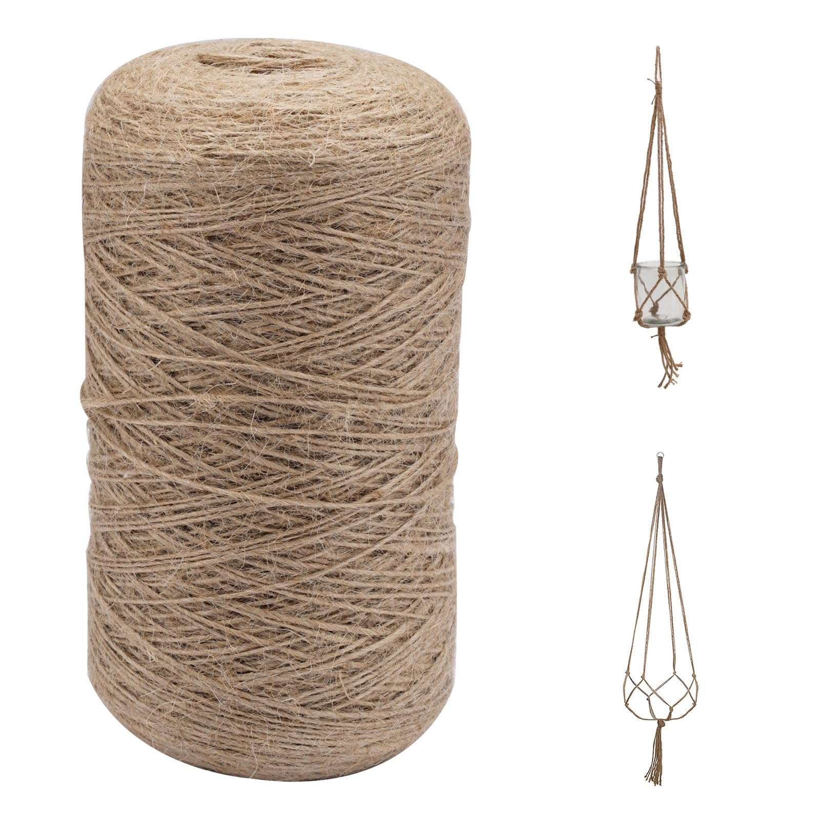 Corde en Jute Naturelle 1MM x 600M, Ficelle de Jute Résistant à la Déchirure pour Jardinage, Décoration, Emballage Cadeau