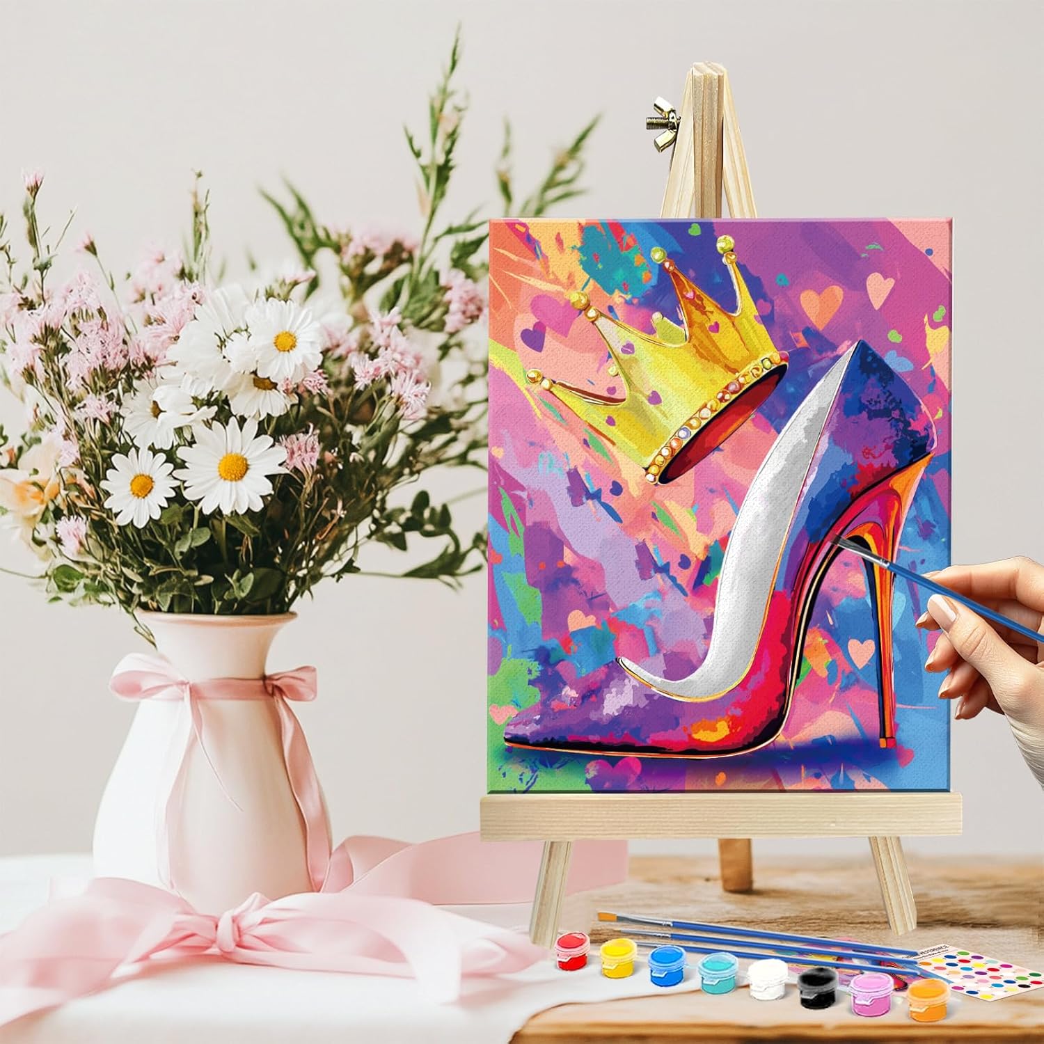 GLASSWINDS 2Pack 8X10 Couples Painting Kit Date Night Valentine's Day Sip and Paint Kit for Adults Pre Drawn Canvas to Paint at Home Date Night Party Favor Supplies Canvas for Painting Kit for Couple