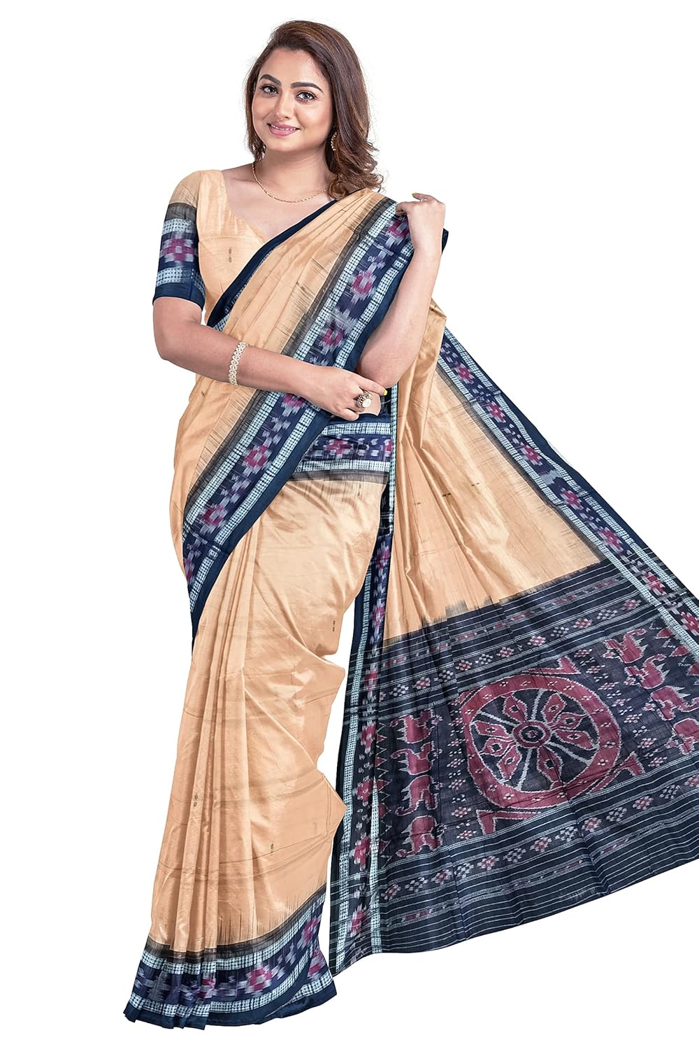 Buy odisha Handloom Handmade Pure Bomkai Cotton Saree Khandua Natural Cotton Ikkat Sambalpuri