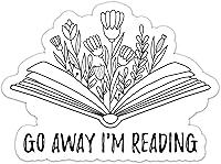 Vista 2 de 314PI Calcomanías de vinilo troqueladas con diseño de "Go Away I'm Reading" para computadora portátil, teléfono, botellas de agua, patineta