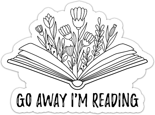 Miniatura 2 de 314PI Calcomanías de vinilo troqueladas con diseño de "Go Away I'm Reading" para computadora portátil, teléfono, botellas de agua, patineta,