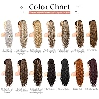 Vista 13 de FLUFYMOOZ Extensión de cola de caballo, 22 pulgadas, extensiones de cabello sintético ondulado largo y rizado para mujer