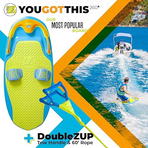 Miniatura 2 de ZUP You Got This 260 Board and Handle Combo with EVA Foam Padding, All-in-One Kneeboard, Wakeboard, Wakeskate, and Wakesurf Board for Kids, Teens,