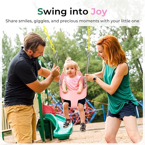 Miniatura 7 de DECORLIFE Columpio para niños pequeños, asiento de cubo completo con respaldo alto para edades de 1 a 3 años, capacidad de 330 libras, columpio para