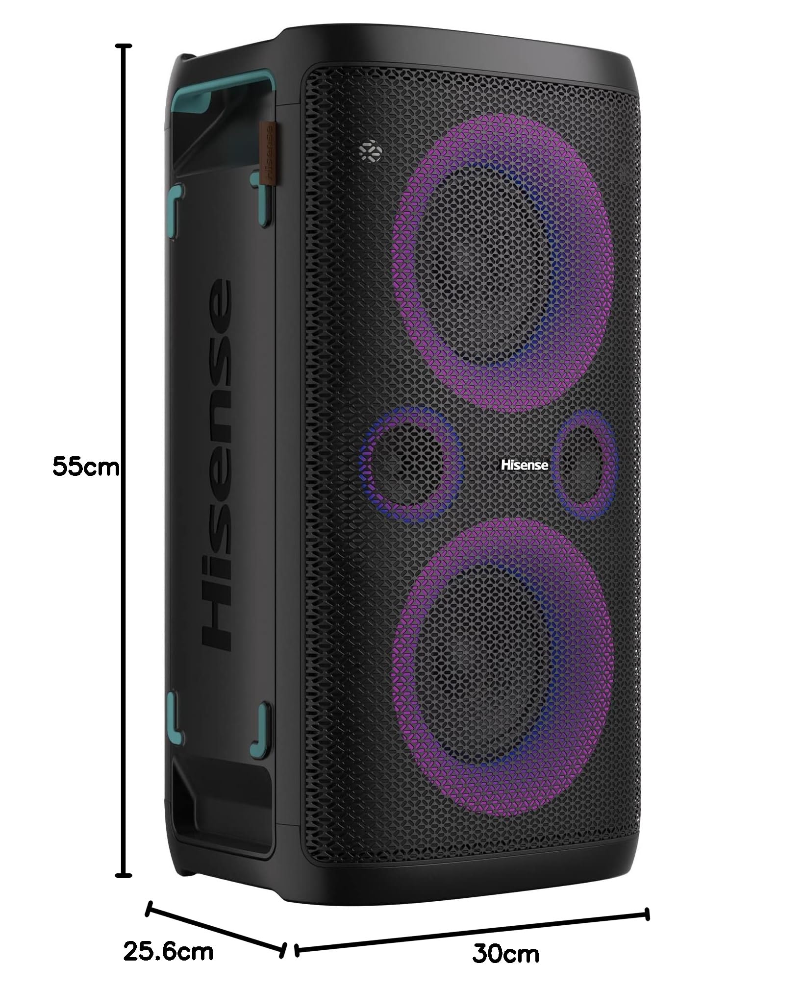 Hisense Party Thunder, 620 W Maximale Audioleistung, AI Lichtshow, 18 Stunden Akkulaufzeit, Auracast™ Receiver, Transportierbar, ConnectLife, IPX4 Wasserdicht, AI Vocal Fader, Bluetooth 5.4