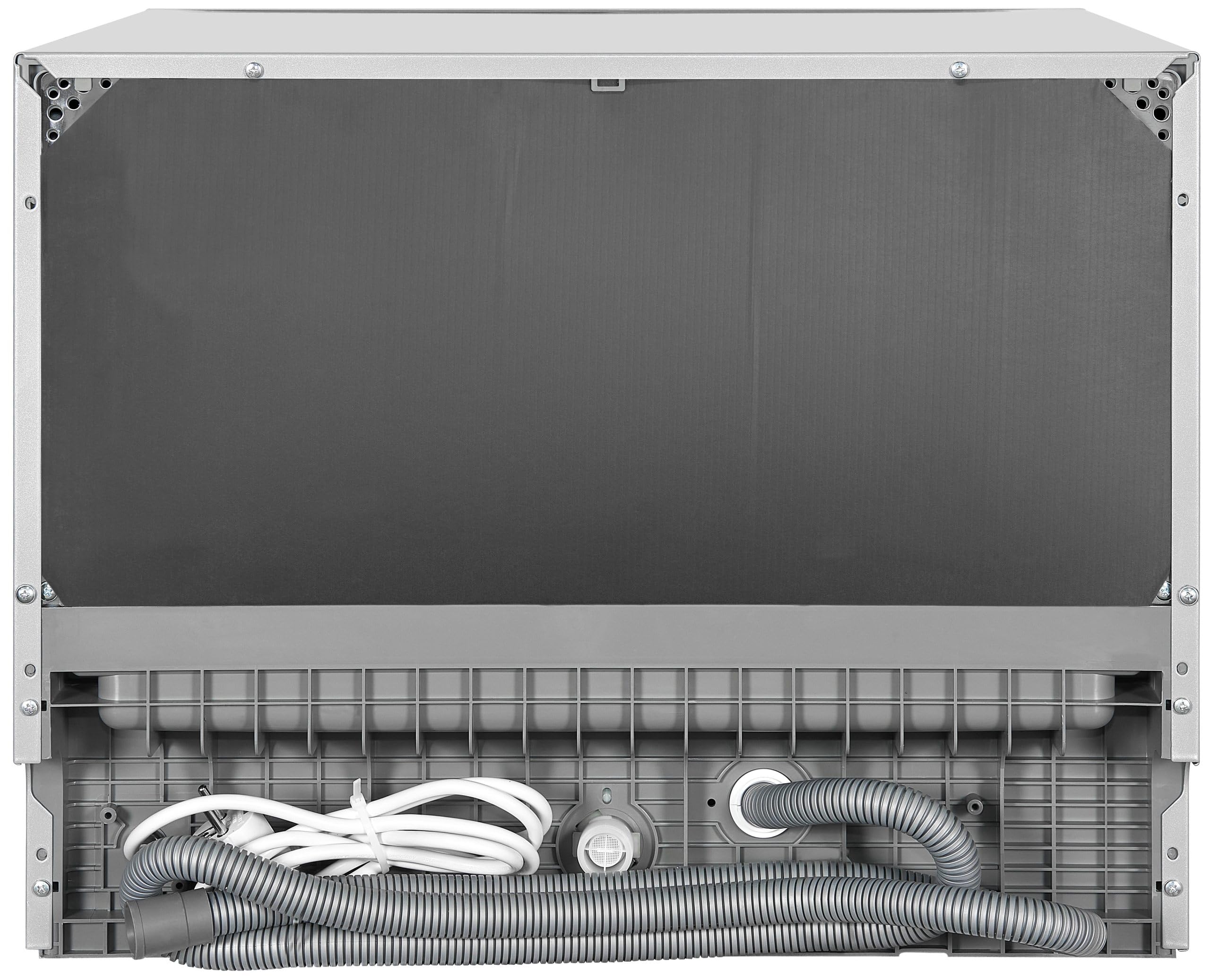 Exquisit GSP206-030D Tischgeschirrspüler Silber 55 cm Mini Spülmaschine 6 Maßgedecke LED-Display 7 Programme Auto Door Trocknung Glasreinigung