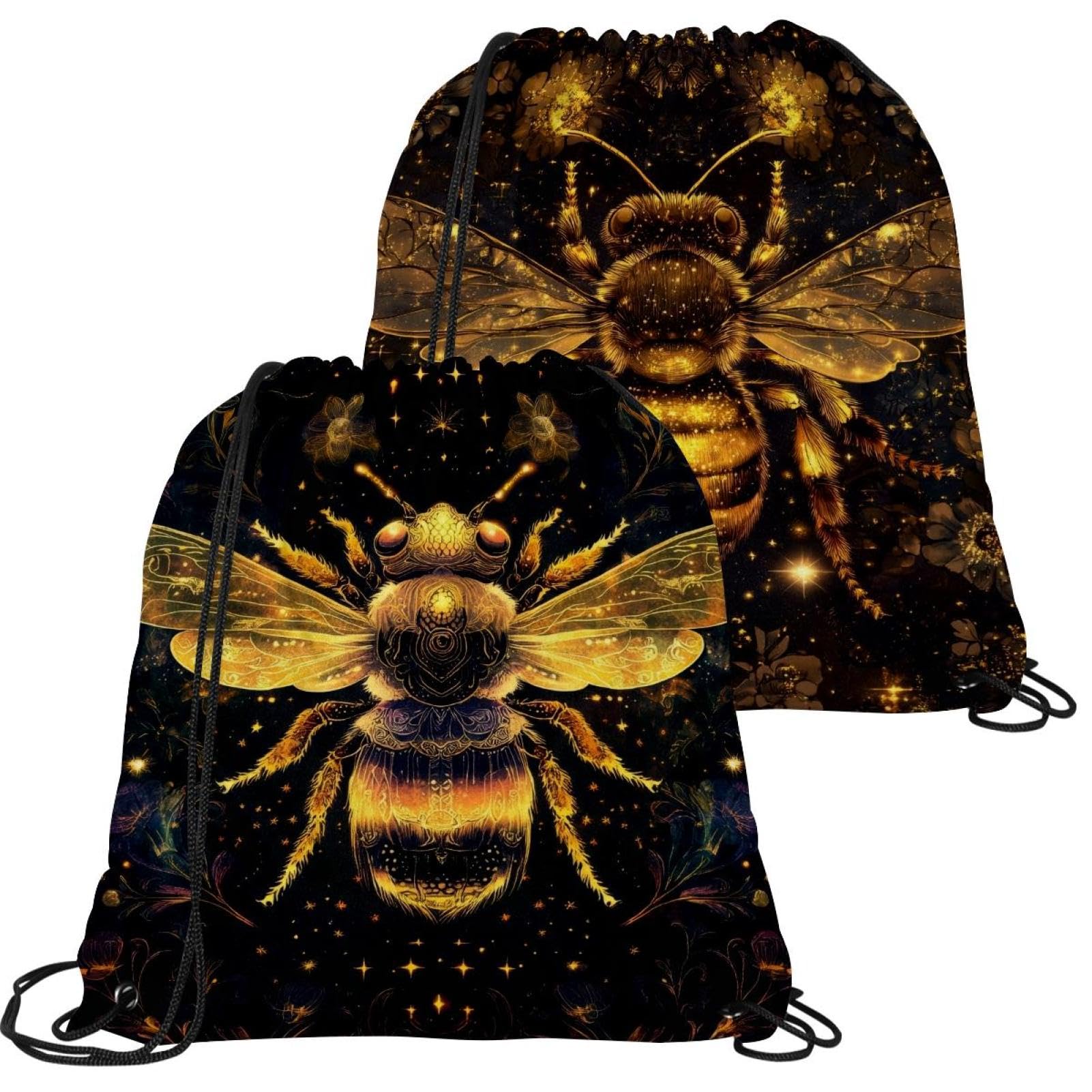 Sac à cordon abeille dorée à paillettes imperméable de qualité