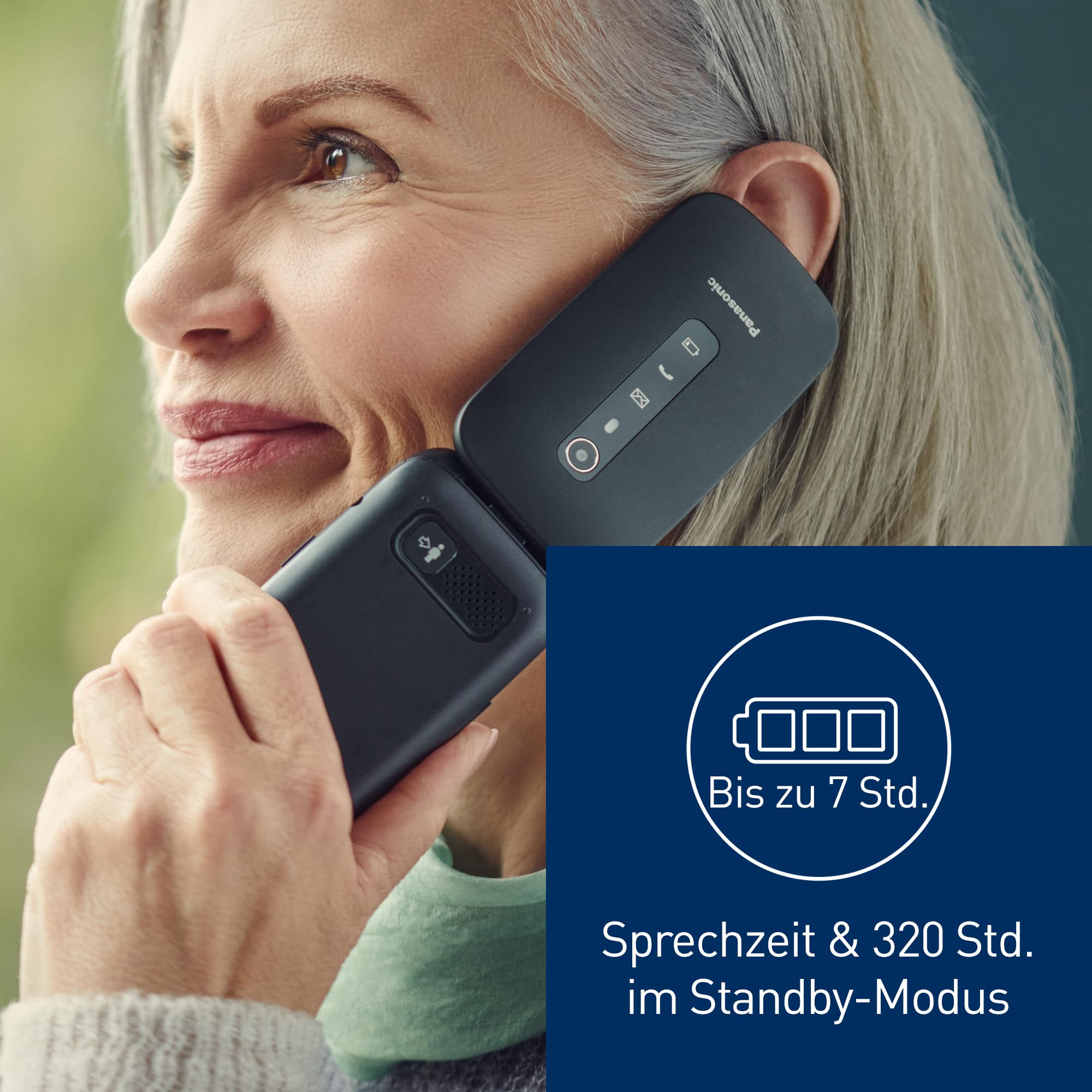 Panasonic KX-TU550EXB 4G Essentials Clamshell Mobile Phone for Seniors, 1.2 MP Camera, Large 2.8-inch Display, 300 Hours Standby Time, Black