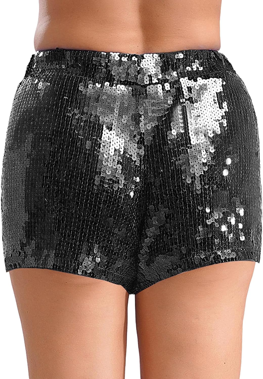 Linjinx Women's Sequins Shorts Elastic Waist Glitter Sparkly Party Hot Pants for Dance Festival