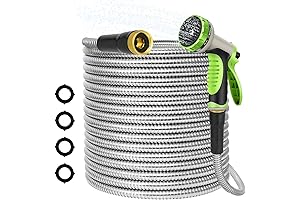 Stainless Steel Garden Hose 25FT - Puncture & Rust Proof for Indoor & Outdoor Use