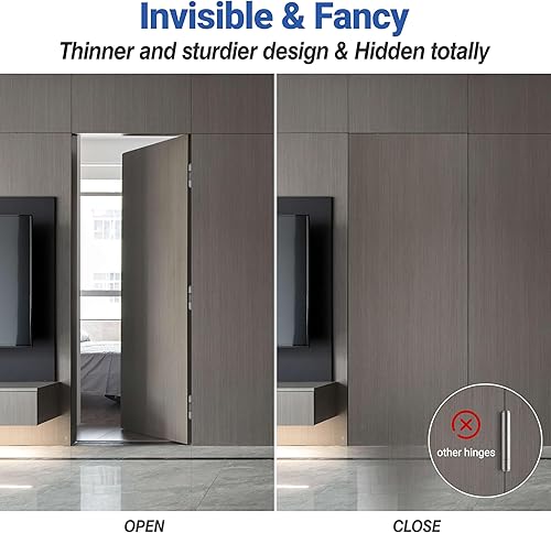 Miniatura 7 de Bisagras ocultas para puerta de 6 pulgadas (paquete de 2)  Bisagras invisibles ocultas para puerta secreta, bisagras de puerta secretas, bisagras