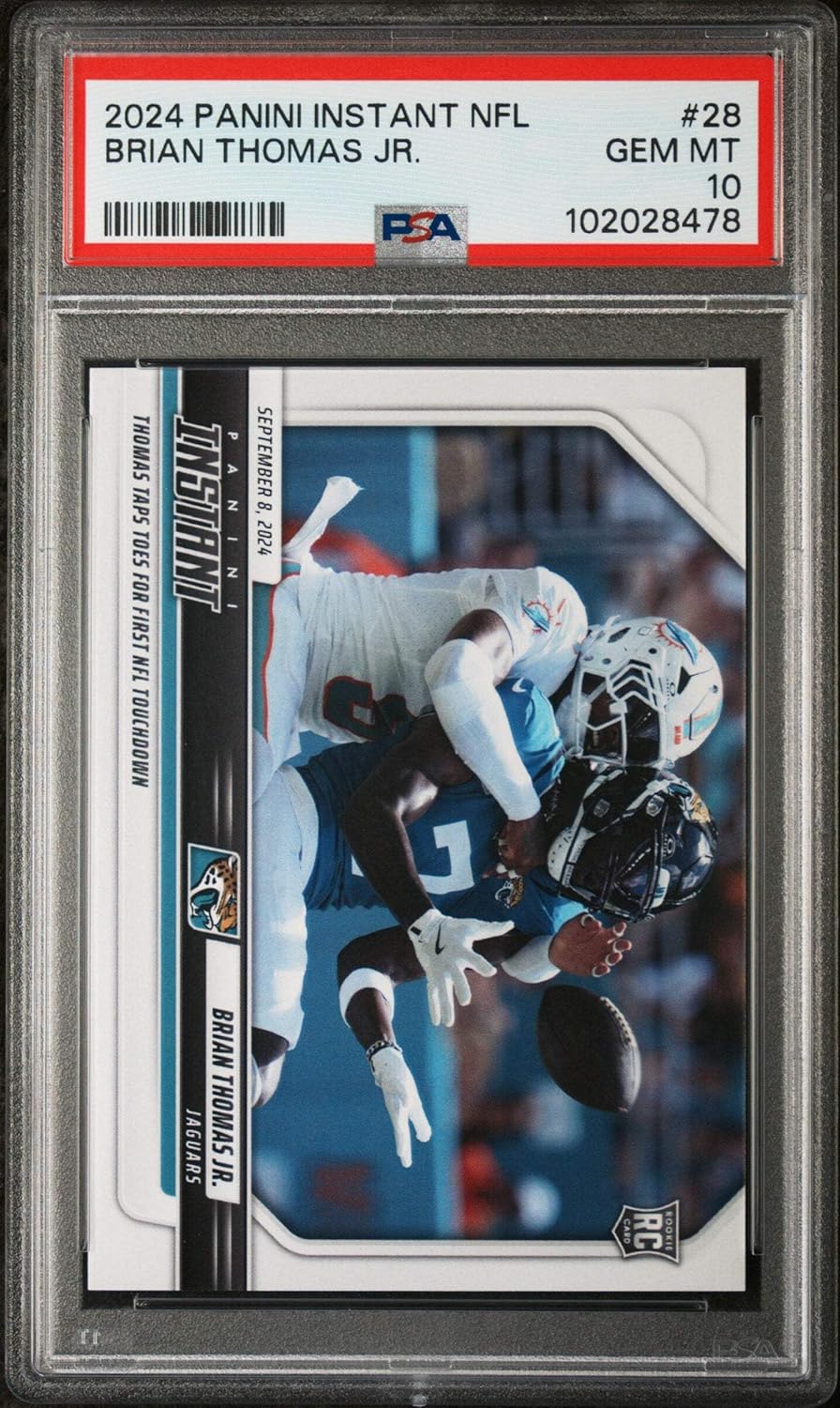 Graded 2024 Panini Instant NFL Brian Thomas Jr #28 Rookie RC Football Card PSA 10 Gem Mint