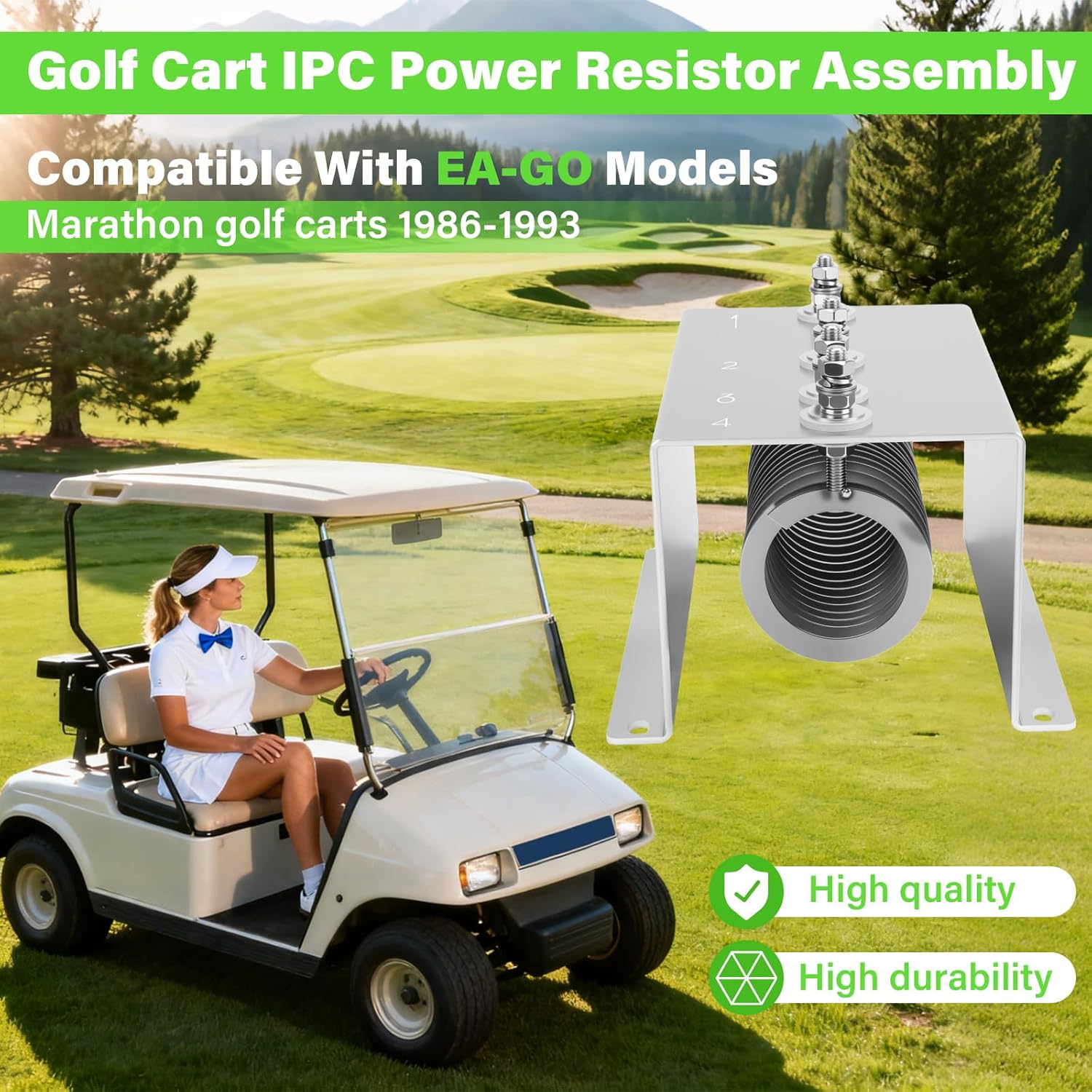 Replacement for Golf Cart IPC Power Resistor Assembly 28197G01, Compatible with 1986-1993 Resistor Controlled EZ-GO Marathon Type Golf Carts, 0.3Ω Speed Controllers