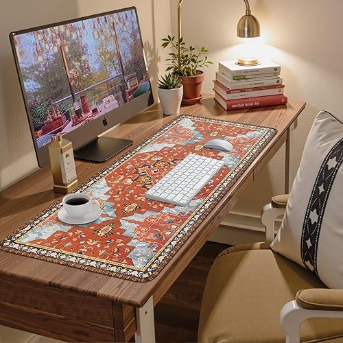 Miniatura 7 de iCasso Alfombrilla de escritorio grande retro, alfombrilla de mouse para juegos XXL, alfombrilla de escritorio antideslizante con base de goma,