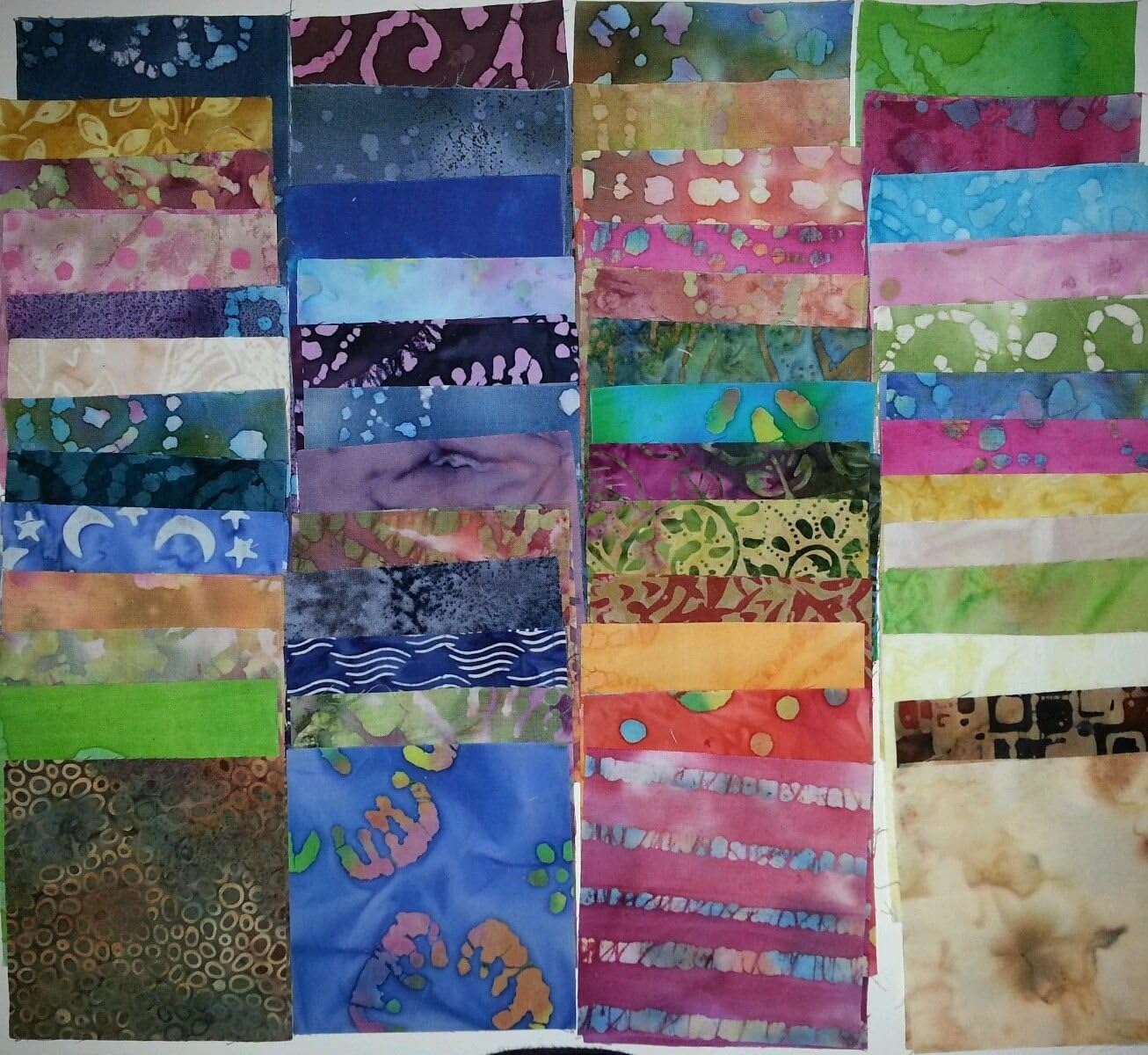 Lot of 100pcs Batik Quilt Blocks, Cotton Fabric Charm Pack, 5" Squares